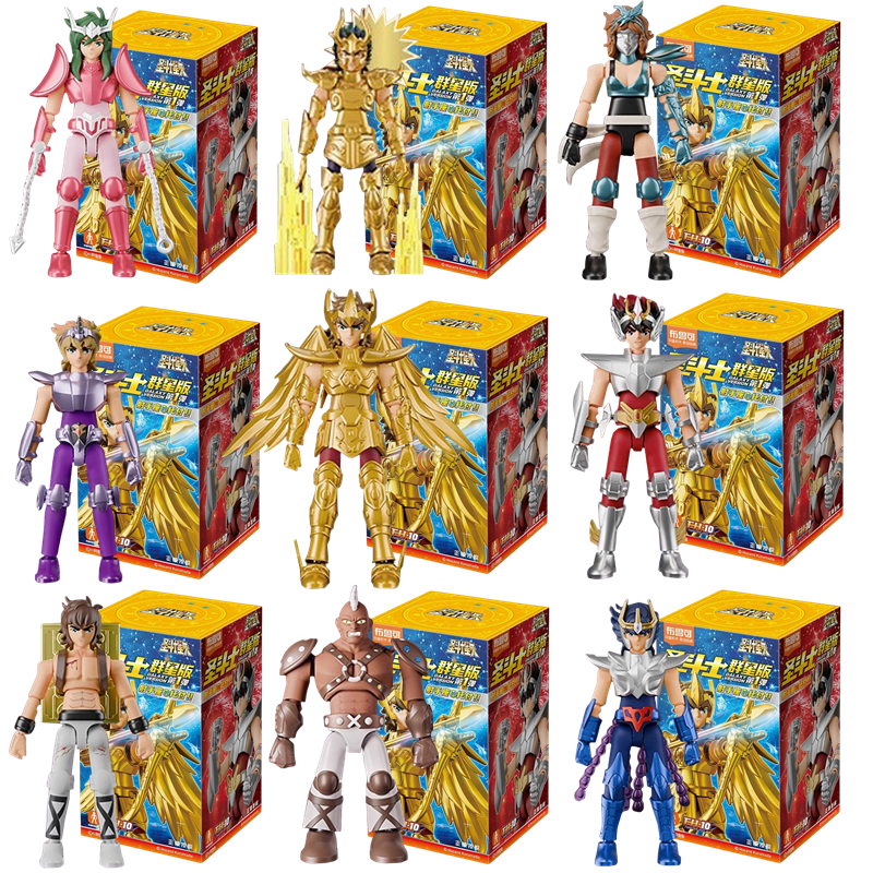 Original Blokees Gold Saint figura de acción campeón Saori Kido Seiya Mu Aiolia figura de ensamblaje juguetes para niños regalo de cumpleaños