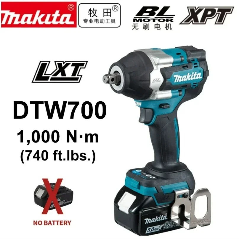 Makita DTW700 llave de impacto inalámbrica 18V Motor sin escobillas 1000Nm llave eléctrica de velocidad Variable alta eficiencia parada automática duradera