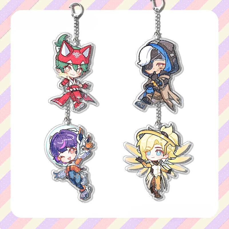 オーバーウォッチ アニメとゲームのキャラクター キーホルダー アナ・マーシーとジュノ バッグチャーム ファングッズ ギフトとアクセサリー