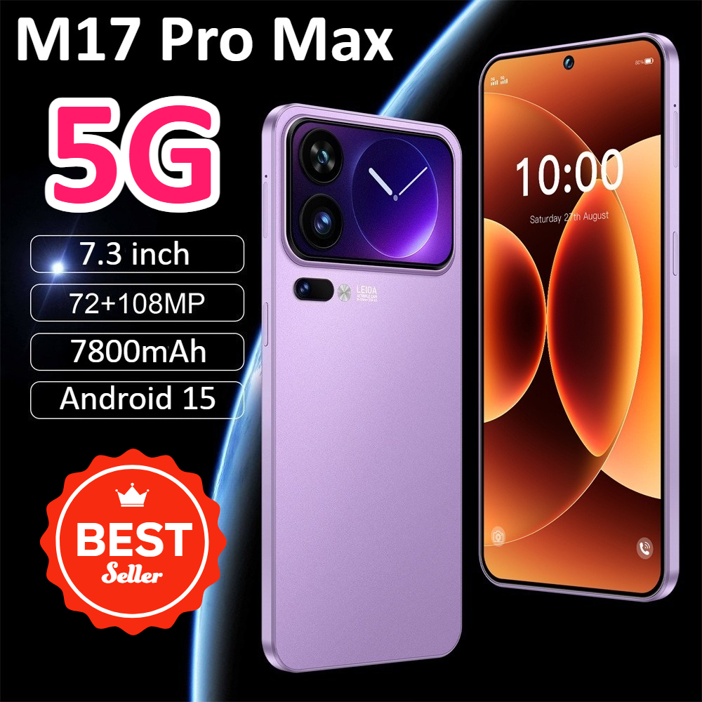 Смартфон M17 Pro Max 7.3HD, Оригинальный, НОВЫЙ, 5G, с двумя SIM-картами, двойным режимом ожидания, недорогой, 7800 мАч, Android 15, мобильный телефон