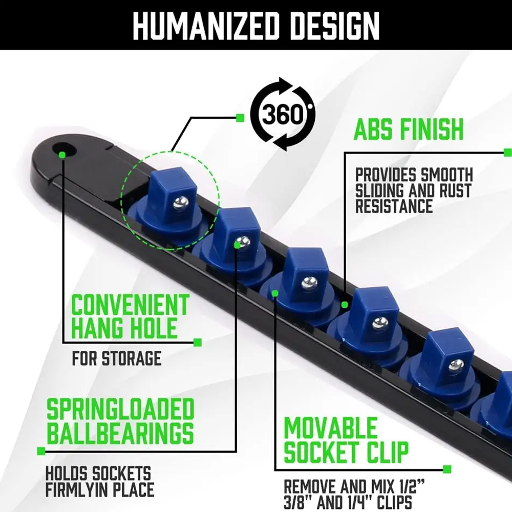 1 ชิ้น 360 องศาหมุน Socket Organizer 1/4 นิ้ว 3/8 นิ้ว 1/2 นิ้วคุณภาพสูงซ็อกเก็ตคลิปผู้ถือรางซ็อกเก็ต Organizer เครื่องมือ