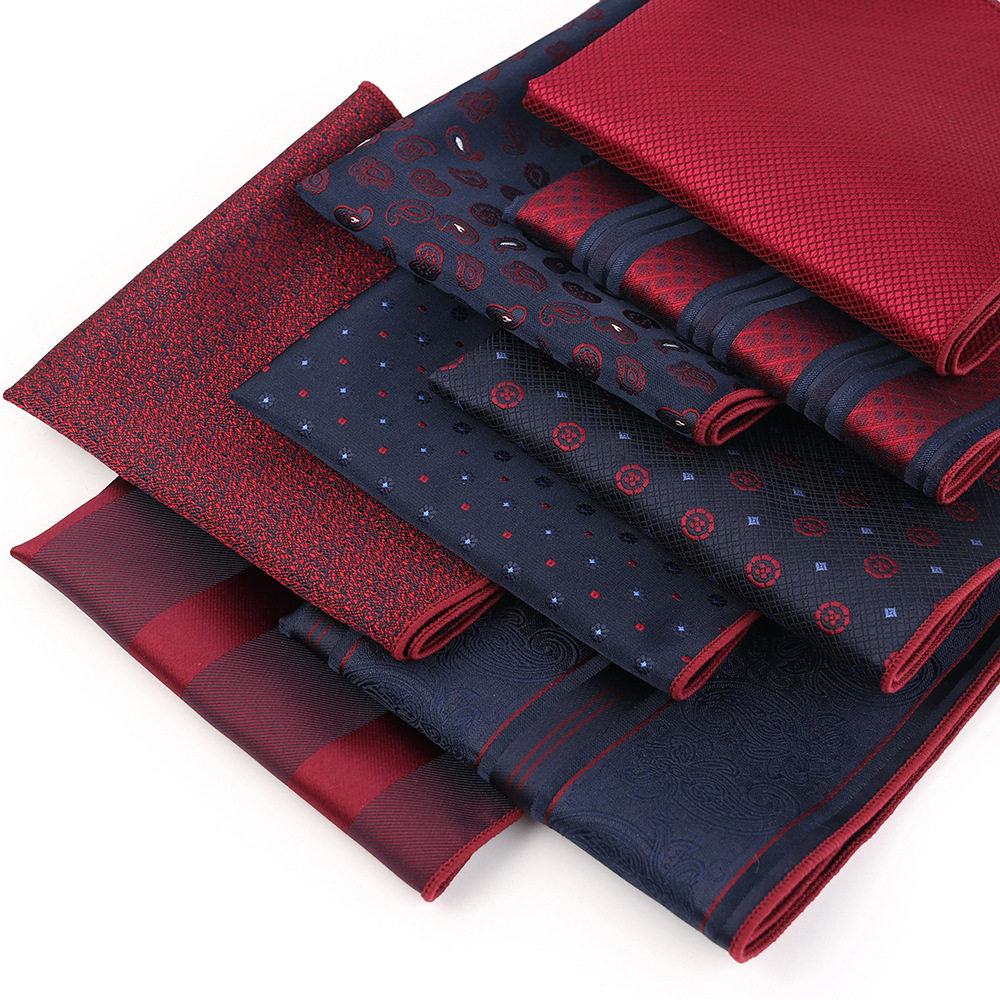 Pañuelo de bolsillo cuadrado para hombre, ropa Formal, color burdeos, azul marino, regalo de boda, nuevo estilo
