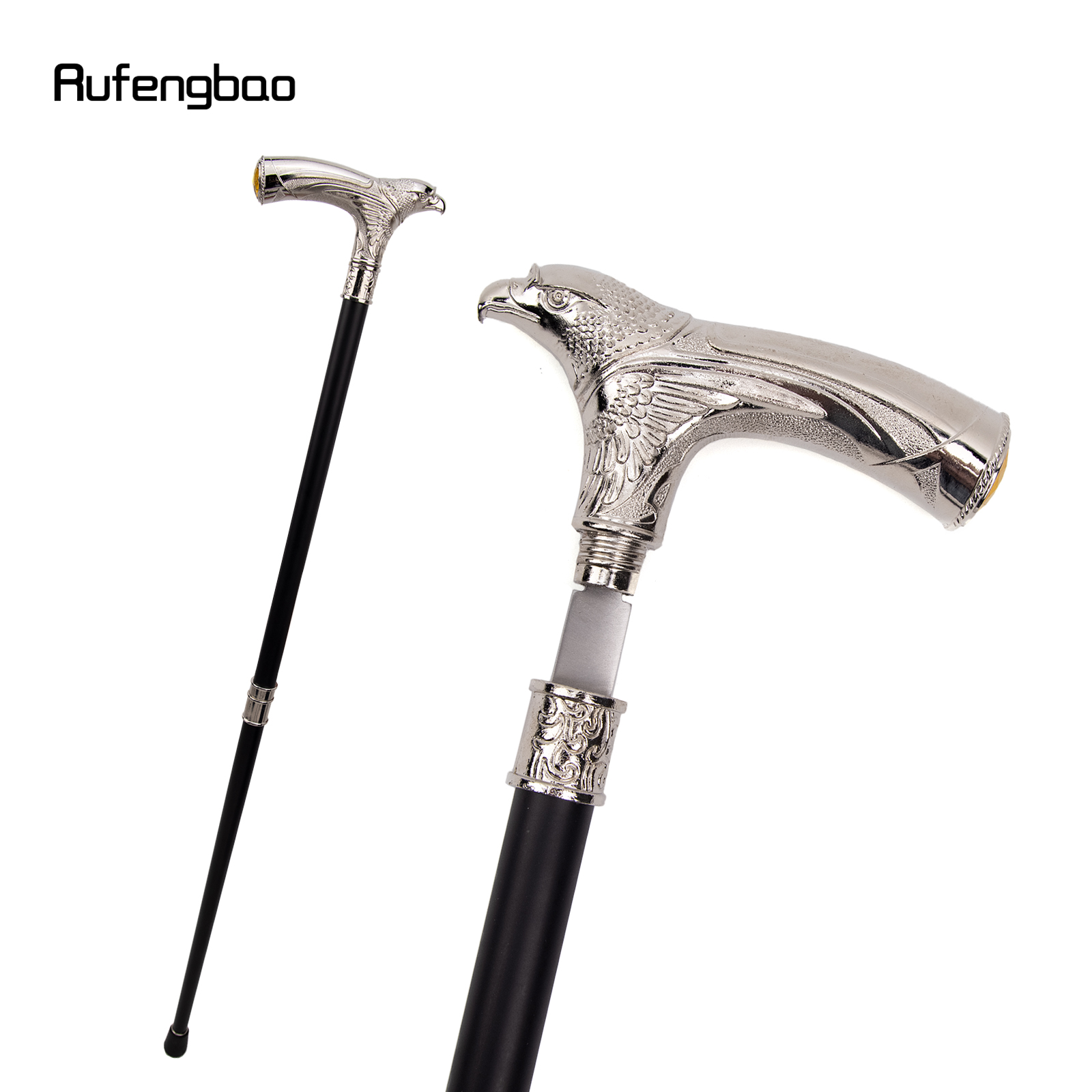 Witte adelaarskop met strass wandelstok met verborgen plaat Zelfverdediging Mode Rietplaat Cosplay Crosier Stick 93cm