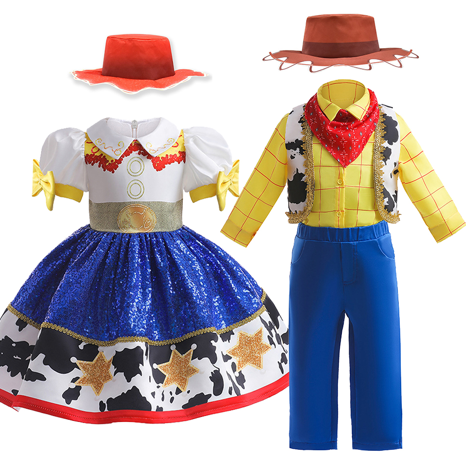 Mainan Halloween Kostum Berdandan Woody Gaun Cosplay Jessie Anak Laki-laki Perempuan Set Mewah Pesta Karnaval Pakaian Pertunjukan Panggung Anak-anak
