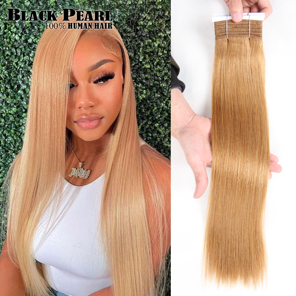 Pacotes de cabelo humano retos do osso brasileiro, extensões virgens do cabelo humano, Weave brasileiro do cabelo, 1 Pacotes, 27 #, Honey Blonde, 3 Pacotes