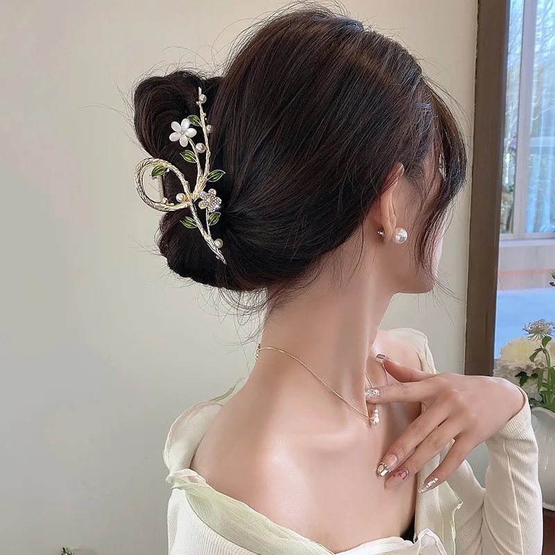 Декор из искусственного жемчуга Цветочный дизайн Коготь для волос в стиле бохо