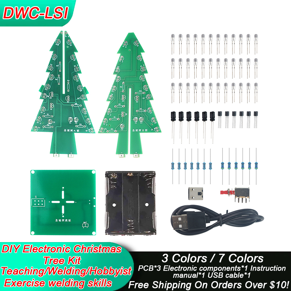 Trójwymiarowa choinka 3D LED zestaw do samodzielnego montażu czerwony/zielony/żółty zestaw obwodów błyskowych LED elektroniczny zestaw zabawek