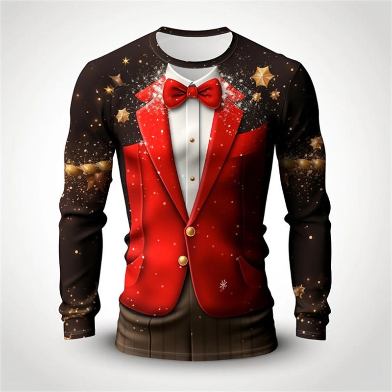 Christmas Snowflake Pattern Suit 3D Print T-Shirt Men Women Long Sleeve O-Neck T Shirts Oversized Harajuku Tees Top Odzież męska