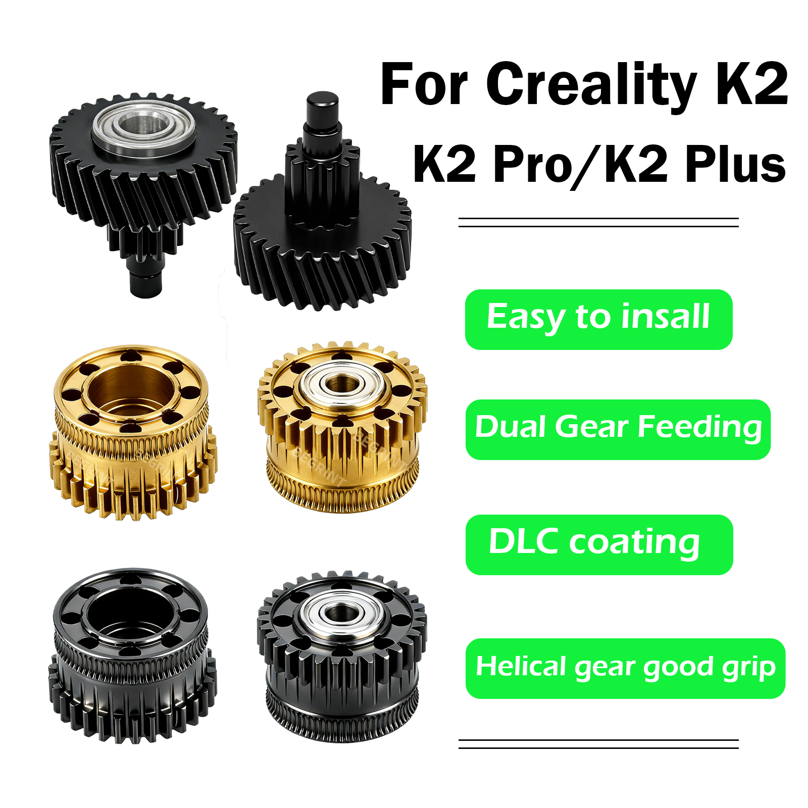 Комплект для модернизации Creality K2/K2 Pro/K2 Plus: полностью металлический редуктор для филаментного привода, высокоточный, износостойкий, для экструдера 3D-принтера
