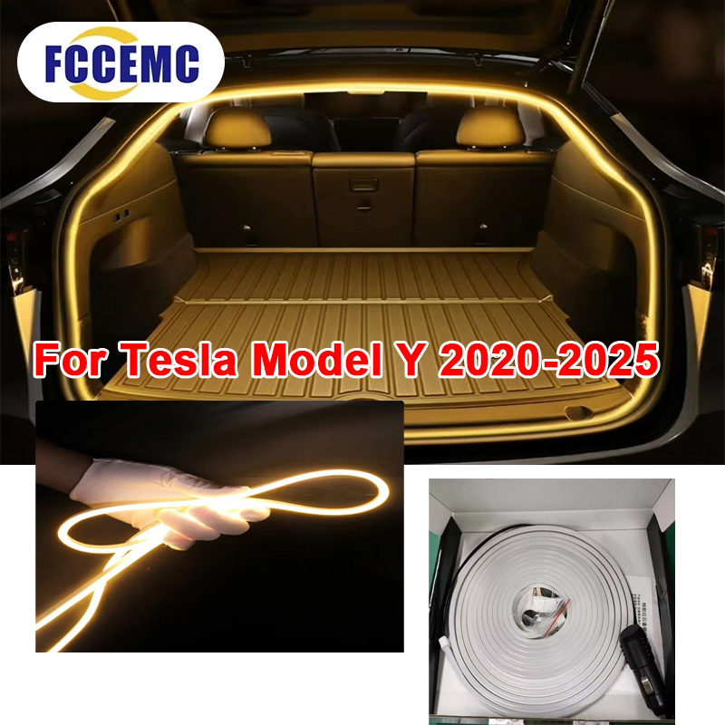 ไฟท้ายสำหรับ Tesla Model Y 2020-2025 รุ่น Launch Juniper ไฟ LED ซิลิโคนสว่าง สีเหลืองขาว พร้อมระบบแม่เหล็กด้านหลัง