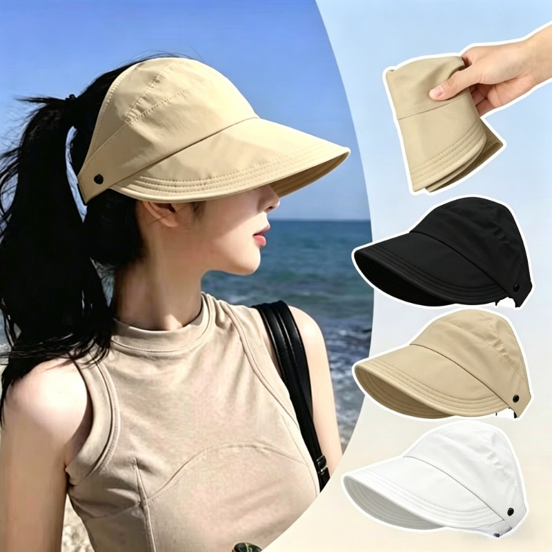 Cappello Estivo a Rapida Asciugatura per Donne, Leggero e Traspirante con Foro per Coda di Cavallo, Protezione UV, Pieghevole e Antivento