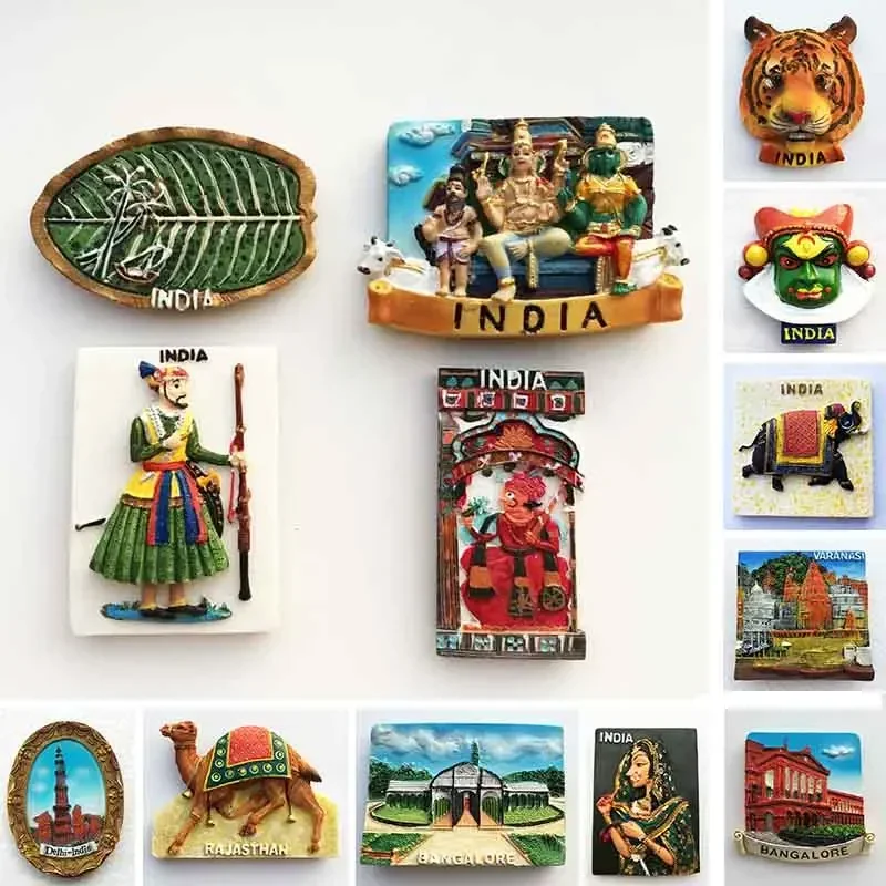 India Magnete Del Frigorifero Turismo Souvenir Rajasthan Bangalore 3D Resina Dipinta Artigianato Magneti per Frigorifero Sticker Complementi Arredo Casa