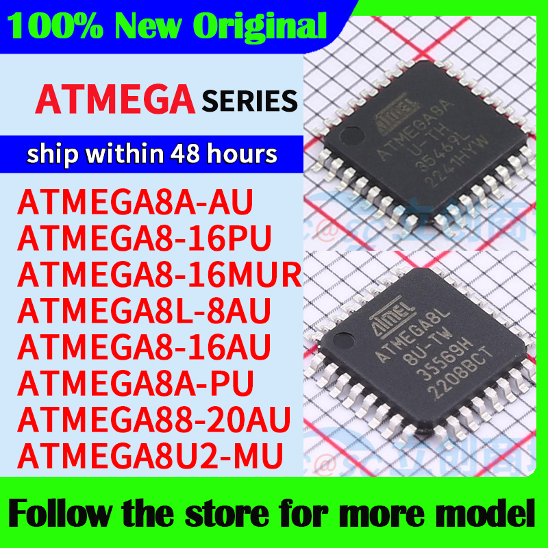 ATMEGA8A-AU ATMEGA8-16MUR ATMEGA8L-8AU ATMEGA8-16AU ATMEGA8A-PU ATMEGA88-20AU ATMEGA8U2-MU Op voorraad 48 uur schip