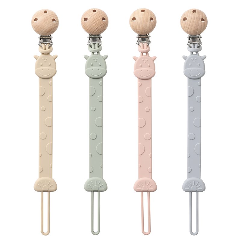 Clip per Ciuccio in Silicone per Neonati, Design Giraffa, Porta Ciuccio Anti-Caduta, Clip per Tettarella, Porta Ciuccio Massaggiagengive per Neonati