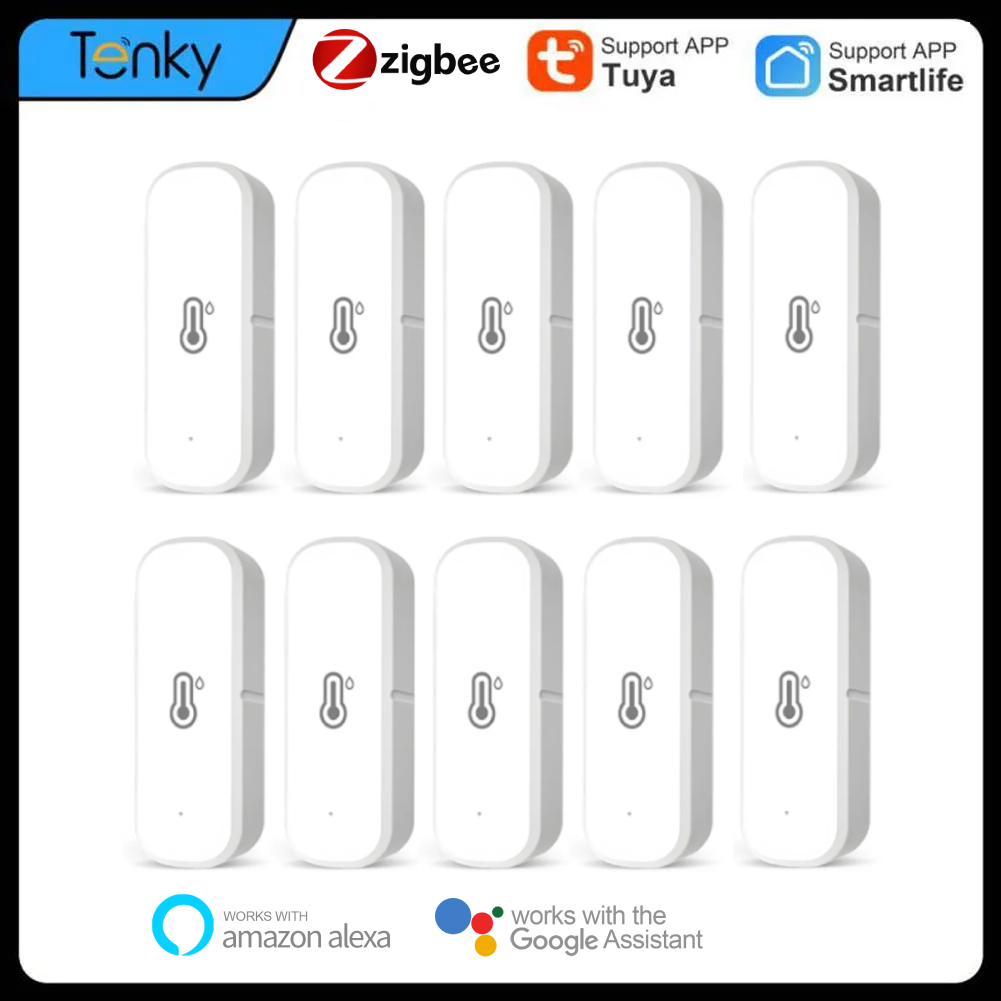Sensor de temperatura y humedad Tuya ZigBee, Sensor de temperatura Zigbee, asistente de hogar inteligente, compatible con vida inteligente, Alexa y Google Home