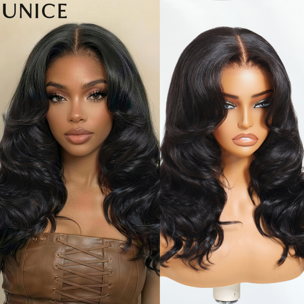 UNice Butterfly Cut 180% Плотность 7x5 Парик из натуральных волос на кружеве с объемной волной и перьями Предварительно вырезанный Бесклеевой парик
