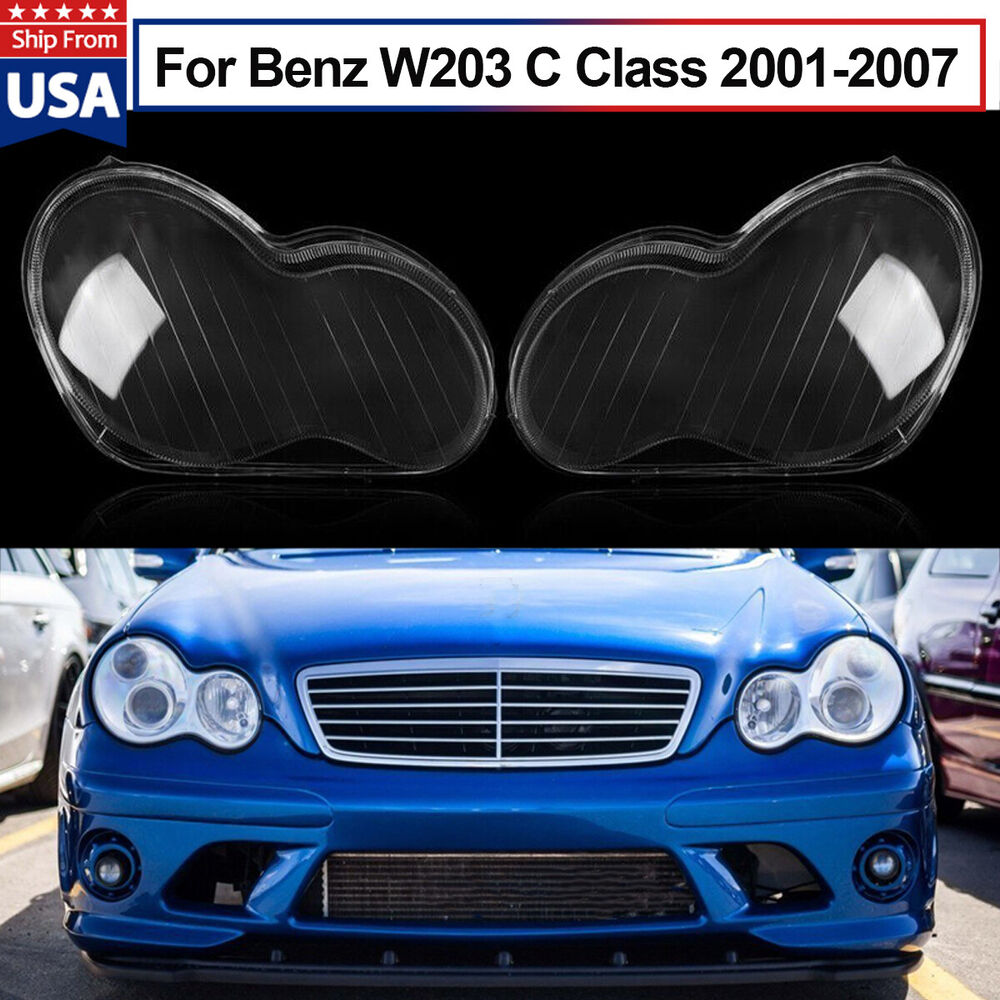 Paire lumière lentille couverture de remplacement Auto Shell lampe de sauna abat-jour coque couverture transparente pour Mercedes Benz C-ClassW203 01-07