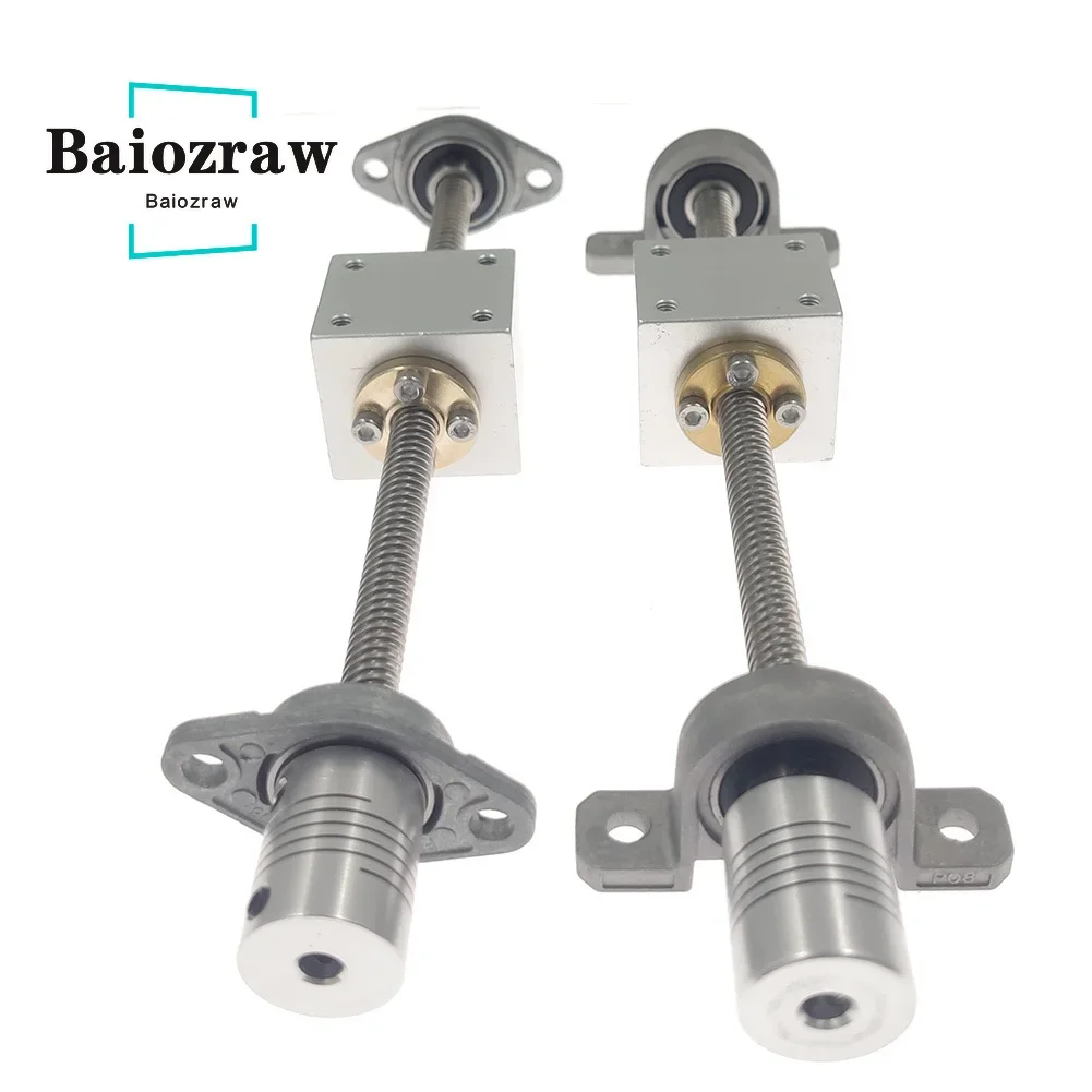 Juego de tornillos T8, varilla de tornillo Horizontal o varilla de tornillo Vertical, paso de 2mm, plomo, 8mm de longitud, 100mm200mm300mm450mm500mm800mm, impresora 3D CNC