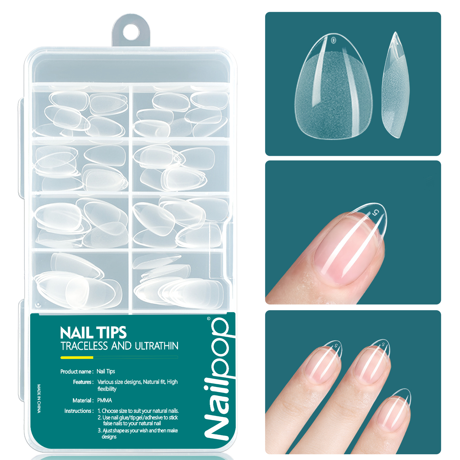 Nailpop pointes de Gel souple pour ongles matériau acrylique court longueur moyenne Capsule d'ongle artificiel accessoires et outils 120 pièces/boîte