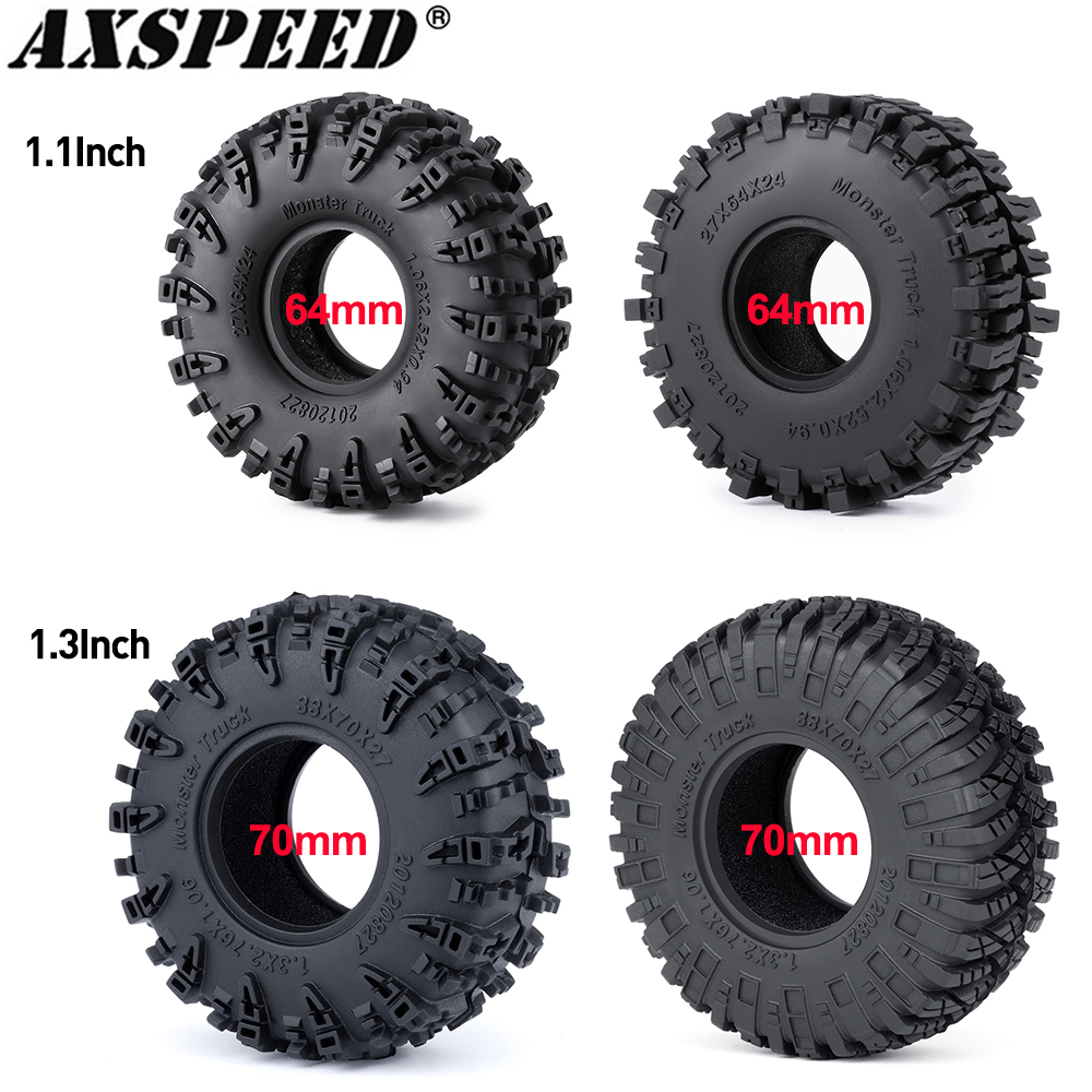 AXSPEED 4 шт. 1,3-дюймовые резиновые шины, 1,1-дюймовые грязеотводные шины для деталей 1/18 1/24 Micro Crawler TRX4M Axial SCX24 FMS FCX24