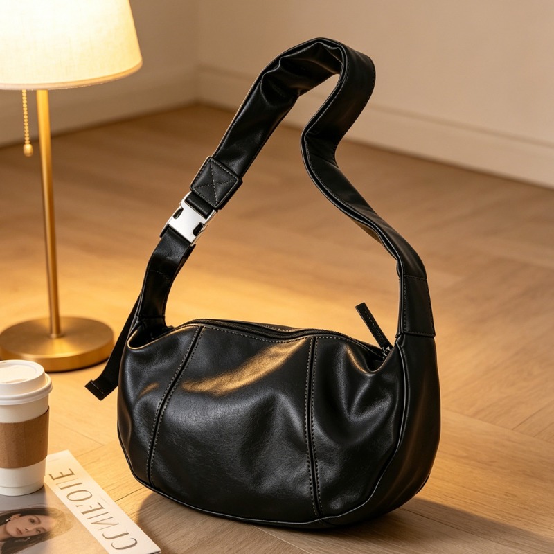Bolso Cruzado de Moda para Hombre 2026, Bolsos de Hombro de Cuero Suave Tipo Hobo para Hombre, Bolsos Cruzados Tipo Dumpling, Bolsos de Hombro de Diseño de Marca de Lujo