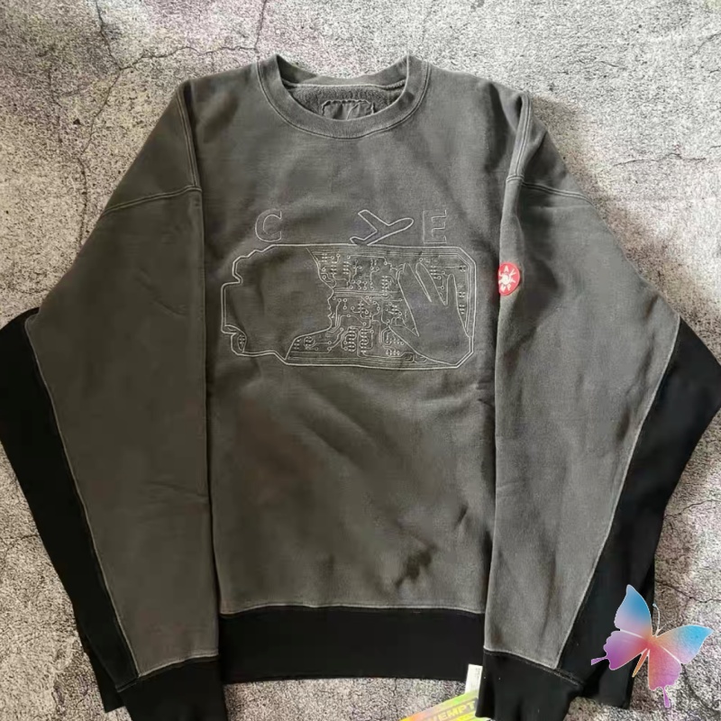 Harajuku CAVEMPT Sweatshirts CE Splicing Hoogwaardige Borduren Vrouwelijke Profiel Palm Silhouet Mannen Vrouwen Trui Streetwear