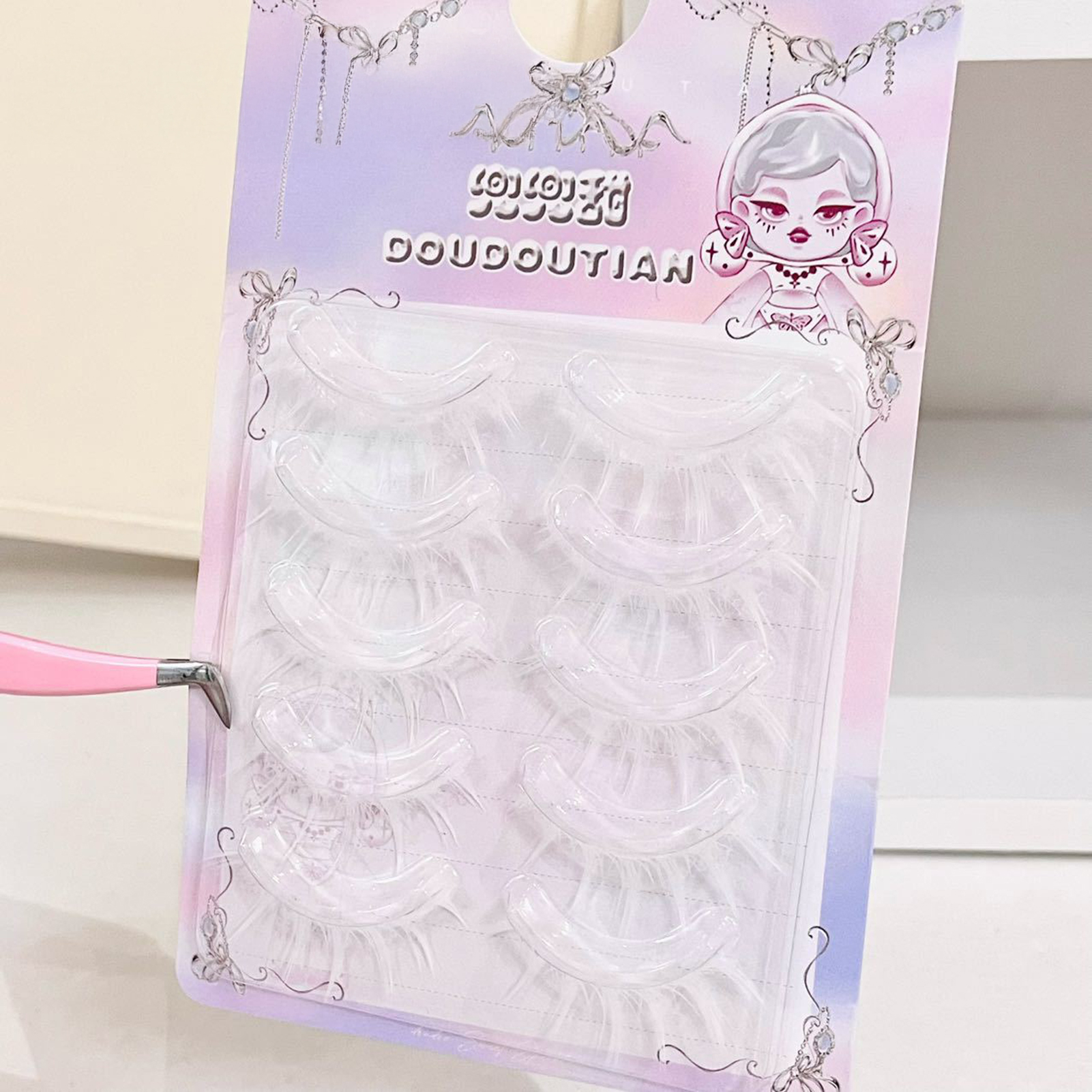 Bulu Mata Palsu Strip Putih Natural Manga DIY Wispy Strip Lash Untuk Wanita Riasan Pesta Halloween Natal