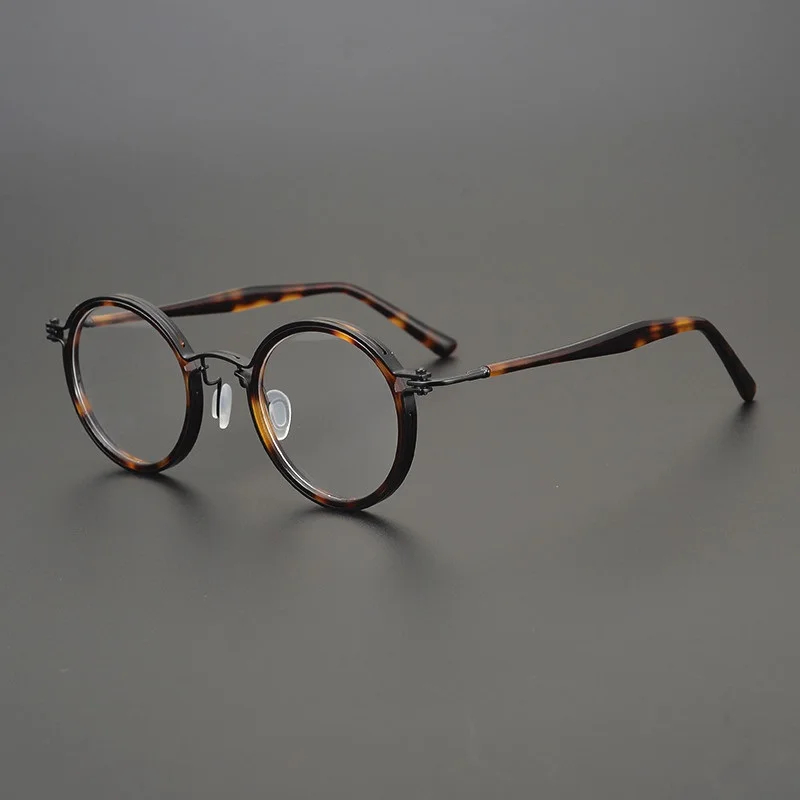 Pure Handmade Japanese Brand Titanium Acetate Retro Round Glasses Frame Mens Women Eyeglasses Spectacles Eyewear Designer Gafas