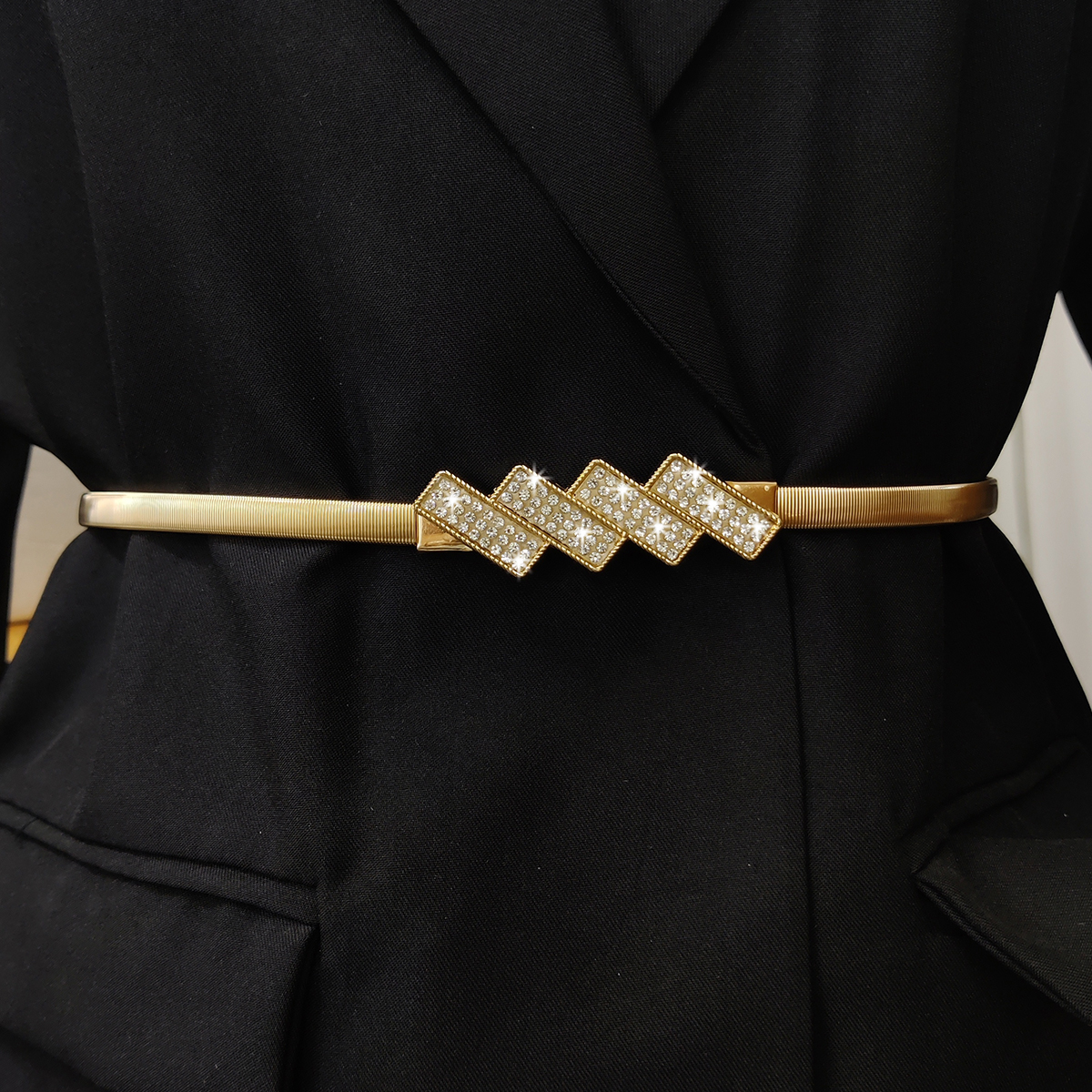 Elastische Gouden Ketting Riem Vrouwelijke Taille Punk Y 2K Zilver Metalen Strass Riemen Voor Vrouwen Hoge Kwaliteit Luxe Gouden Tailleband