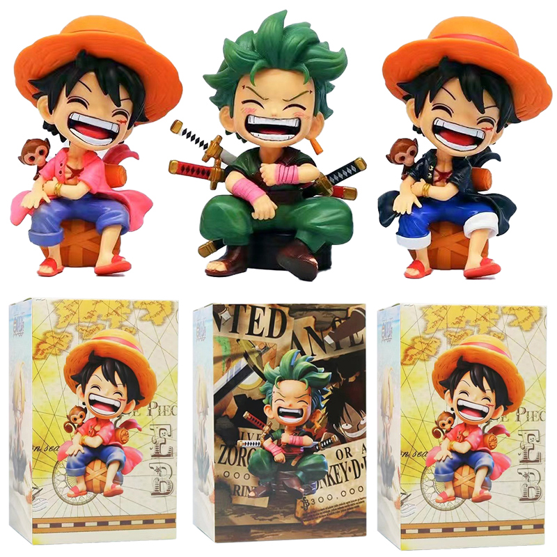 Anime-Peripheries ONE PIECE Ruffy Solon Sanji Q-Version Sitzhaltung Kindermodell Figur Spielzeug Geschenk Sammlerstücke
