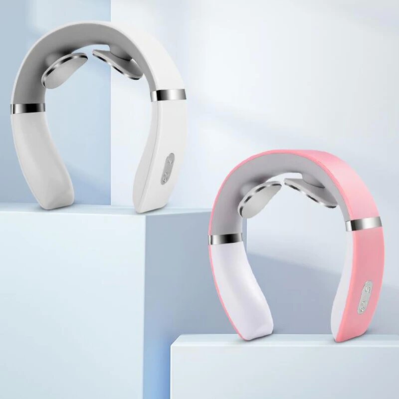 Massaggiatore elettrico per il collo Dispositivo di massaggio cervicale portatile con ricarica USB per lavoro, viaggi, funzionamento portatile Semplice bianco