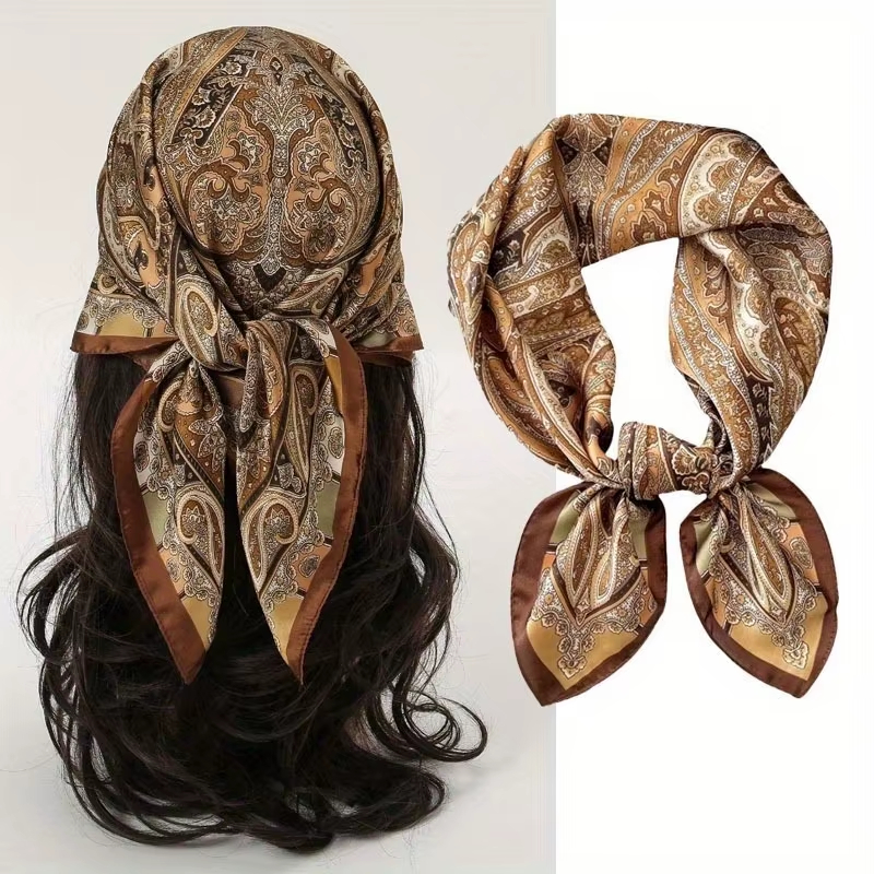 Fashion Paisley Print Silk Hairbands Scarf Women 2025 New Elagant Bandana Neck Kerchief Head Bands Foulard Female Scarfs