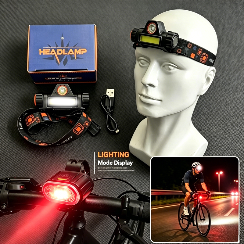 Wiederaufladbare COB-LED-USB-Stirnlampe, magnetisch, hell, wasserdicht, Stirnlampe für Outdoor, Radfahren, Laufen, Angeln, Nachtfahrten