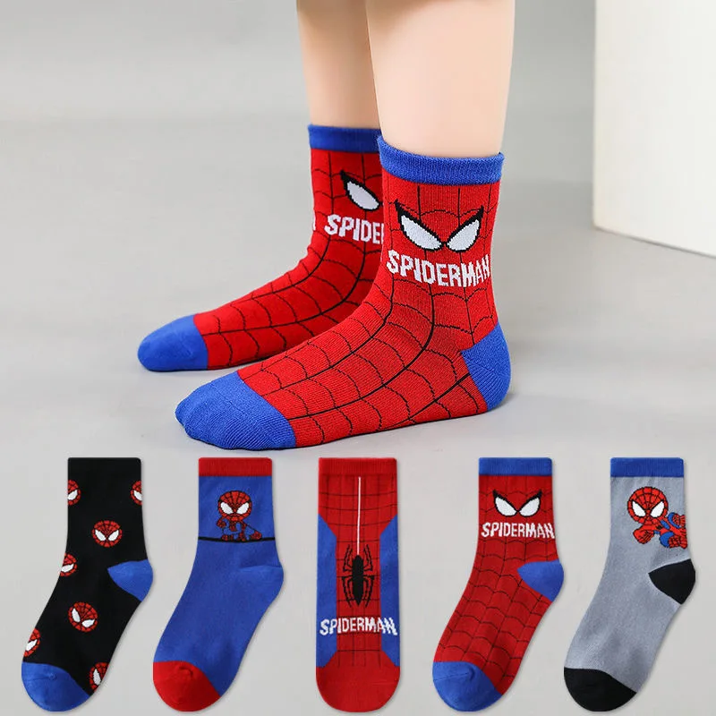 2024 nuevos disfraces de Cosplay calcetines de bebé de Anime Spiderman dibujos animados Anime héroe algodón niños calcetines de tubo niños Otoño Invierno calcetines para niños