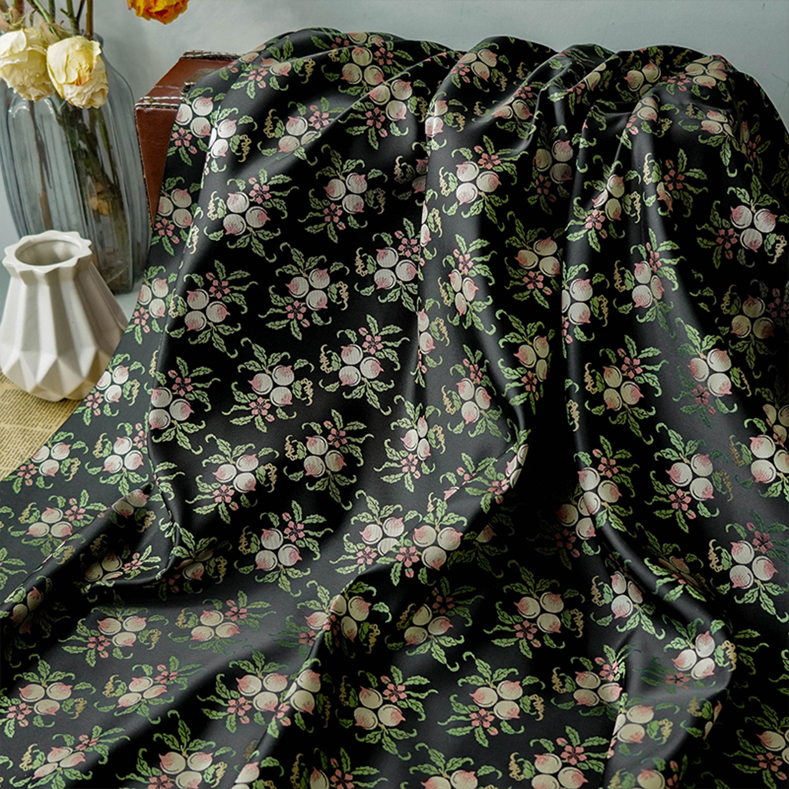Tissu Jacquard à motif de pêche mignon, tissu à coudre décoratif, robe d'été, chemise et sac
