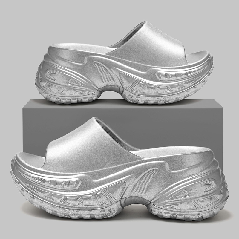 Sendal Platform Tebal Perak Wanita Musim Panas 2026, Sandal Wedge Anti Selip, Sepatu Wanita Fashion