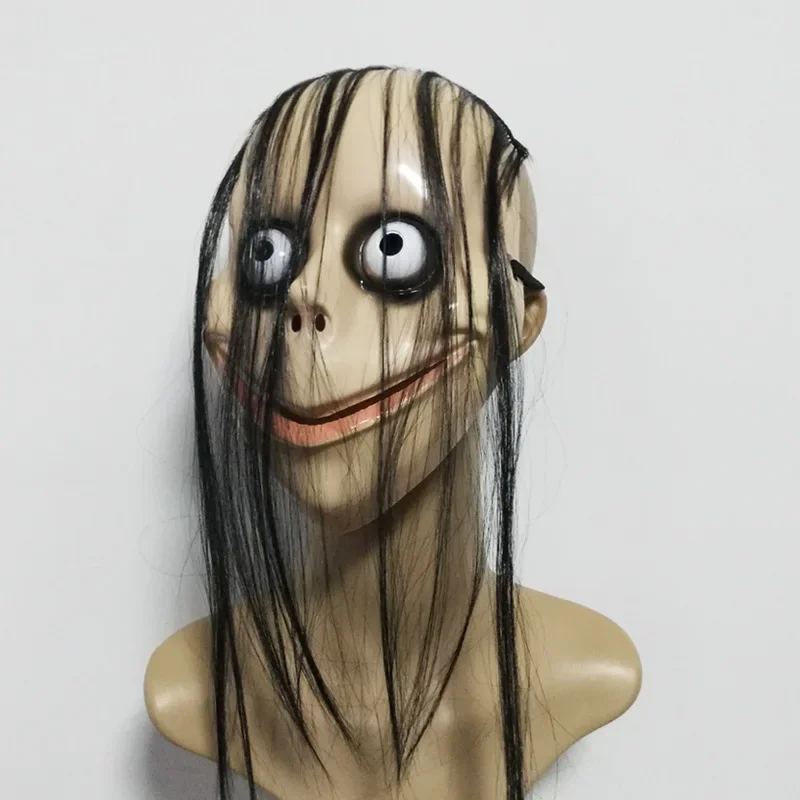 Masque Fantôme d'Horreur d'Halloween avec Cheveux Longs, Cosplay Féminin, Jeu de Roleplay, Masques MO Amusants, Masque Buccal en Forme de V, Jouets Délicats de ix