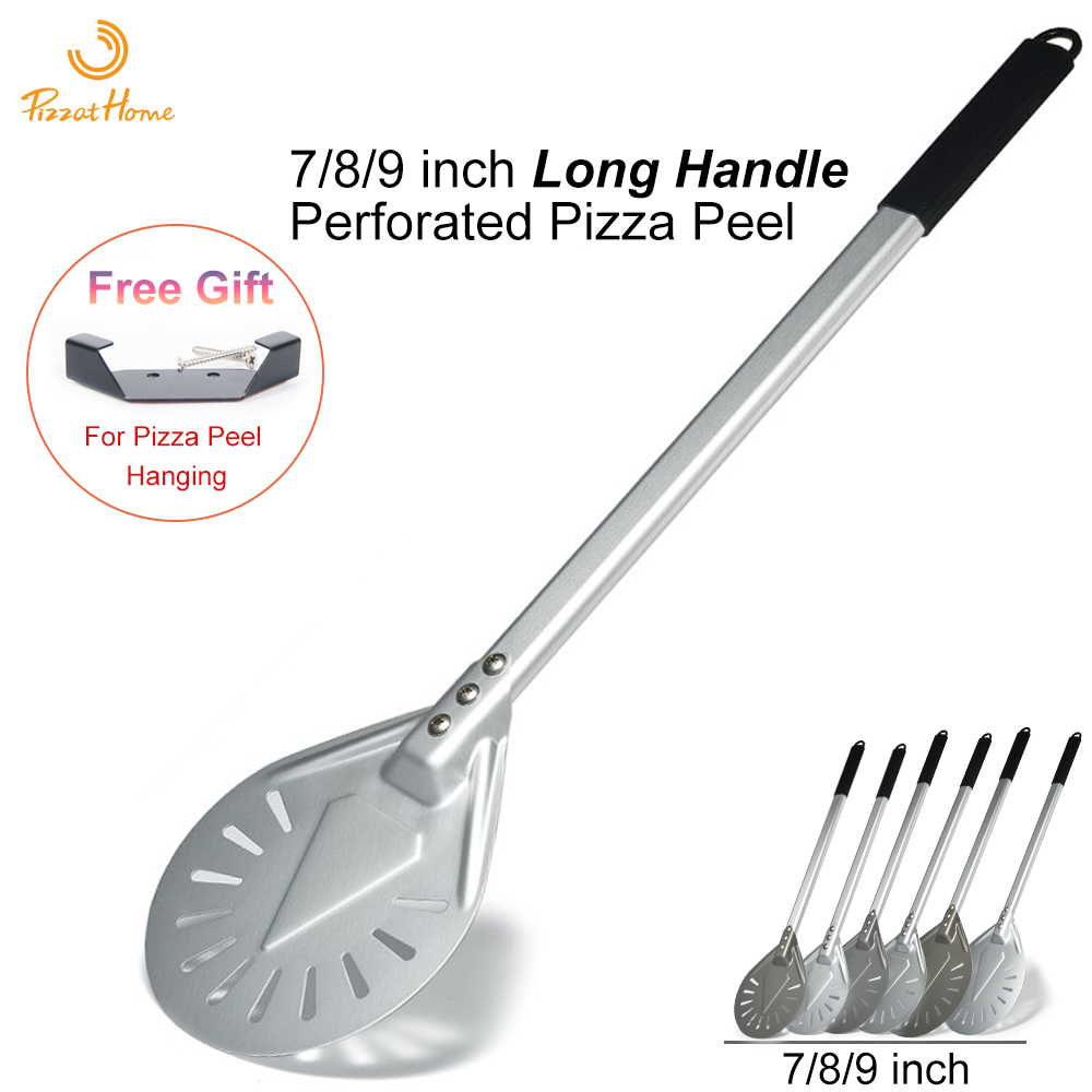 PizzAtHome-Pelle à pizza perforée en aluminium, petit outil à long manche, 7/ 8/ 9 pouces