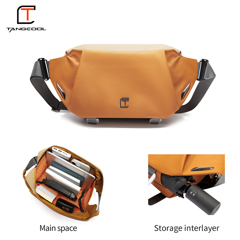 TANGCOOL Bolso bandolera para hombre, impermeable, bandolera cruzada, con múltiples bolsillos, informal, para viajes, deportes diarios al aire libre
