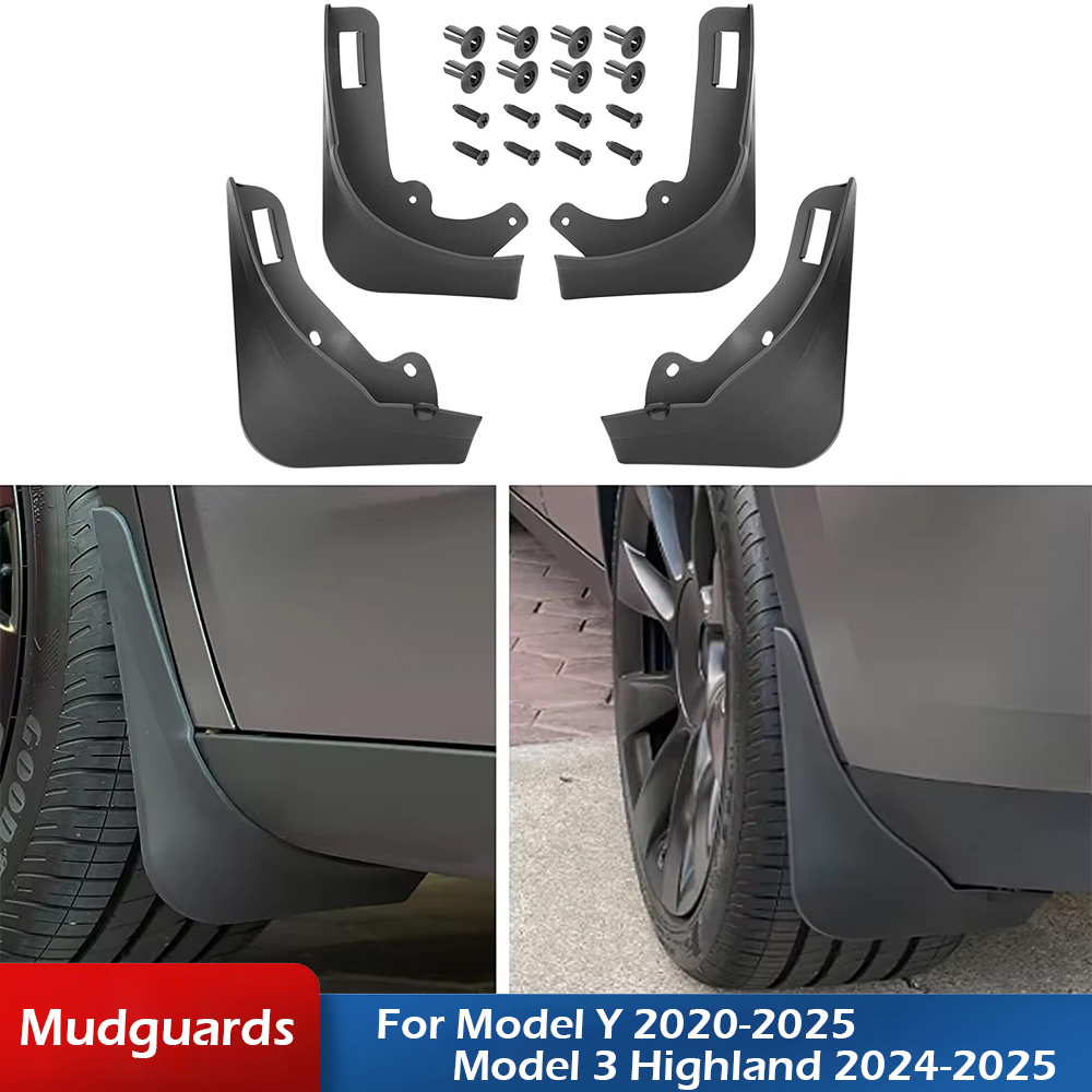Матовые черные брызговики для Tesla Model Y Juniper Model 3 2020–202 гг., брызговики Highland, не нужно сверлить отверстия