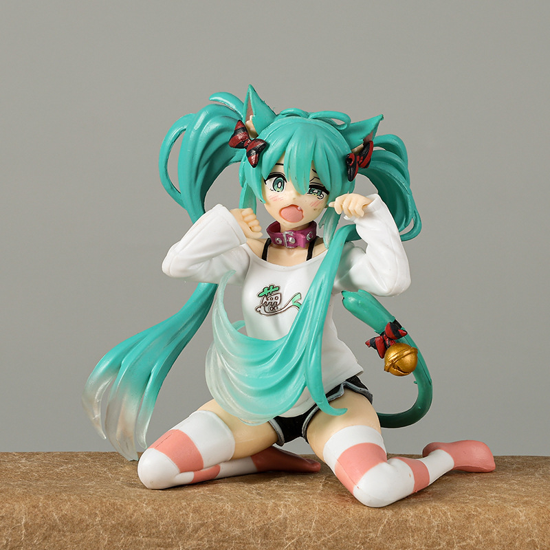 Kawaii Hatsune Miku อะนิเมะรูปของเล่น 11 ซม.Neko เสื้อยืด Ver. PVC Action Figurine น่ารักการ์ตูนตกแต่งโต๊ะตุ๊กตาของขวัญ