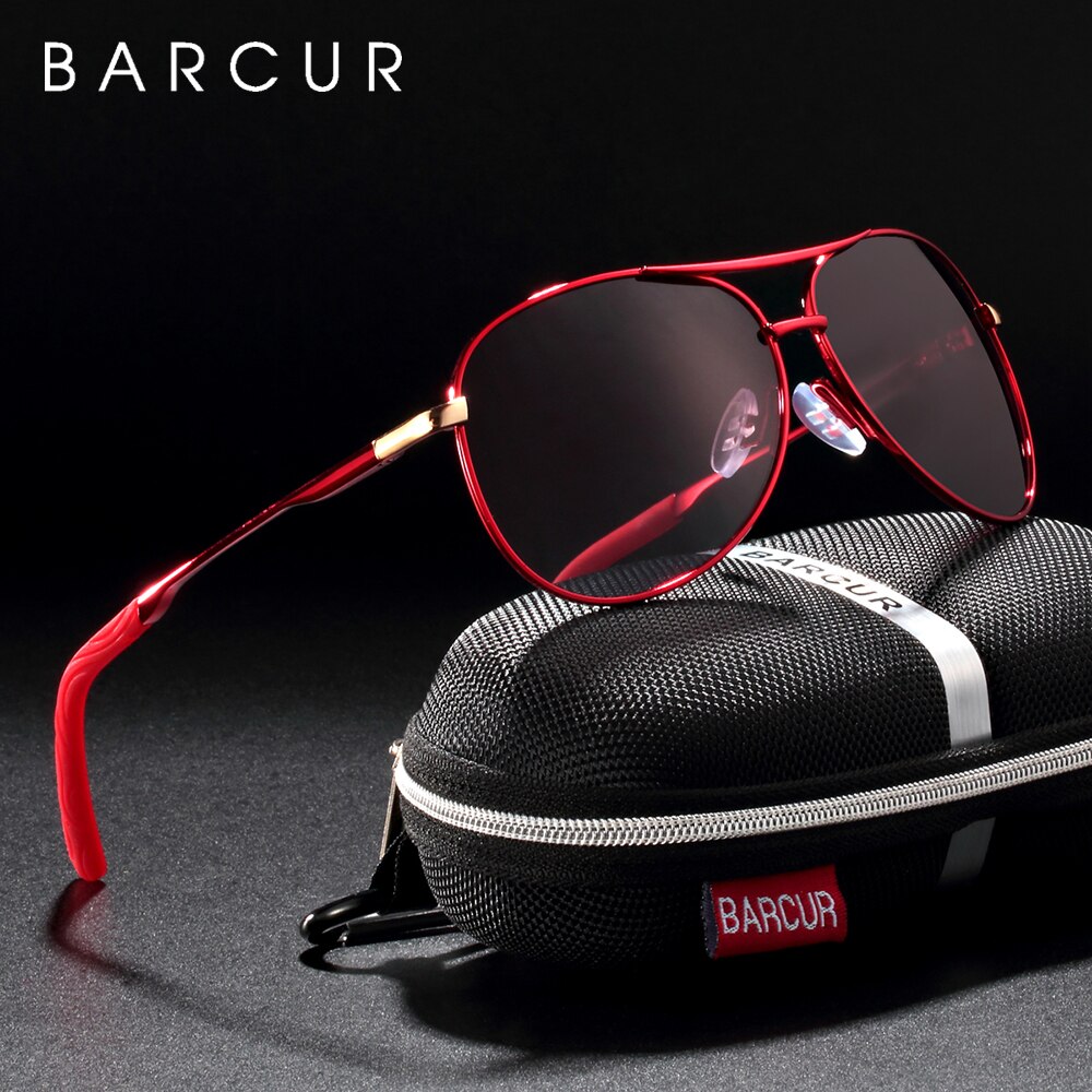 Óculos de sol polarizados Barcur para homens e mulheres, lente gradiente, acessórios estilo piloto