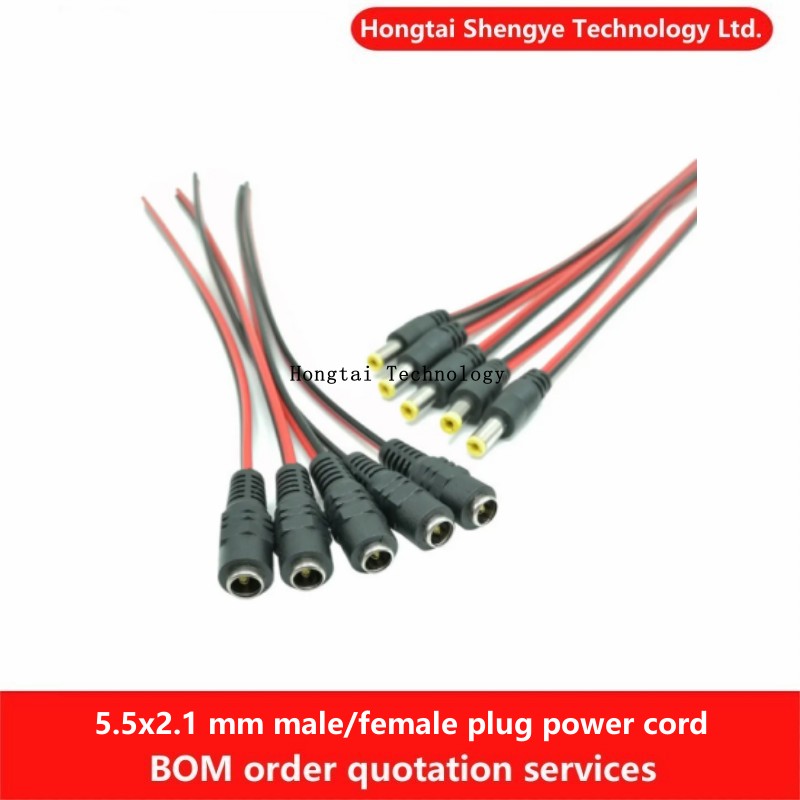 Cordon d'alimentation mâle et femelle 5.5x2.1mm, 12V 24V DC, câble en queue de cochon pour connecteur de caméra de vidéosurveillance, câble d'extension