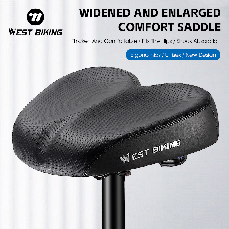 WEST BIKING สบายจักรยานอาน Double Shock Absorption COMMUTER ขี่จักรยานที่นั่งยืดหยุ่นสูงขยาย MTB ROAD BIKE เบาะ