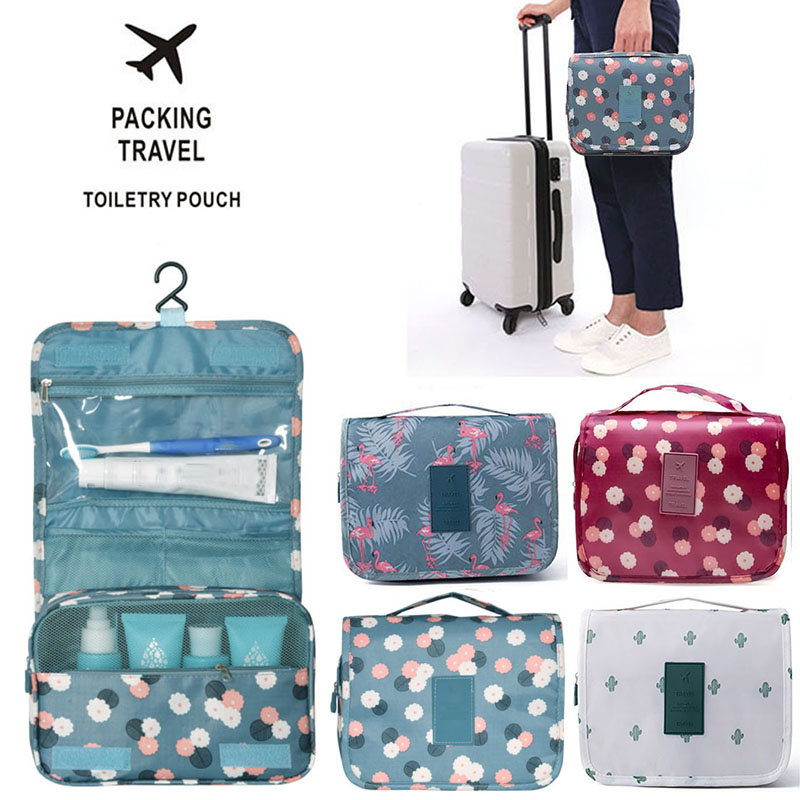 Bolsa de cosméticos para mujer, bolsa de viaje, artículos de tocador impermeables, organizador de belleza, Neceser de baño para mujer, bolsa de almacenaje para maquillaje con gancho para lavado