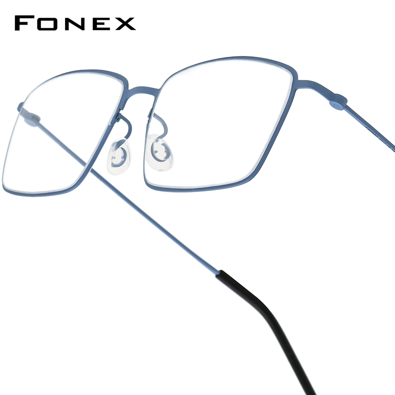 Montura de gafas de titanio FONEX para hombre, diseño de marca cuadrado, gafas ultraligeras coreanas japonesas, gafas Morten sin tornillos de Dinamarca 5880