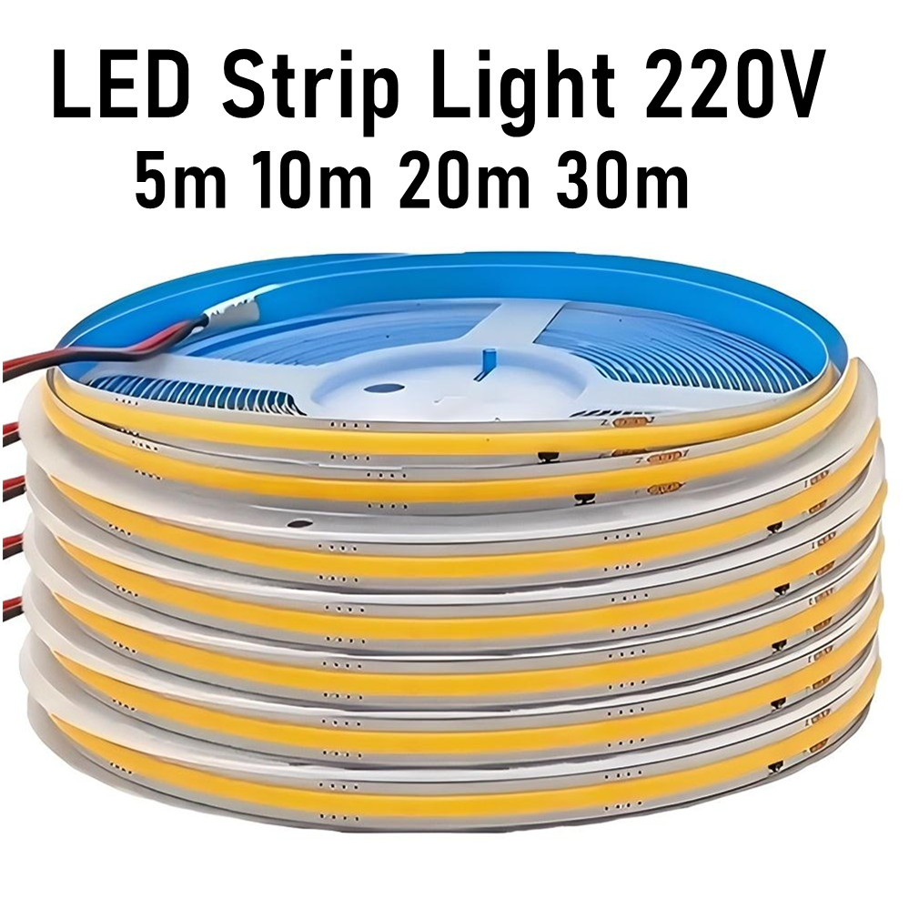 Tira de luces LED COB de 5m, 10m, 20m, 30m, lámpara de cinta flexible de 220V con Chip IC, iluminación lineal de 240 LED de alto brillo RA90, blanco Natural cálido