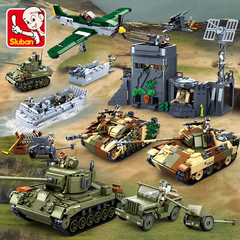 Militaire bouwsteen Strijdtroepen Leger Landmacht Normandië Landingscampagne Tankgevecht Educatieve stenen Speelgoedjongen Cadeau