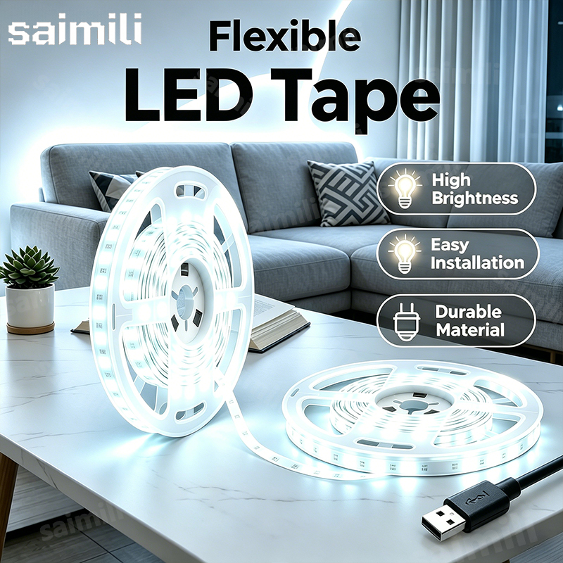 Bandes lumineuses LED à haute luminosité, rubans LED flexibles, découpables, USB, pour la maison, le bricolage, le rétroéclairage de télévision, la décoration de la pièce