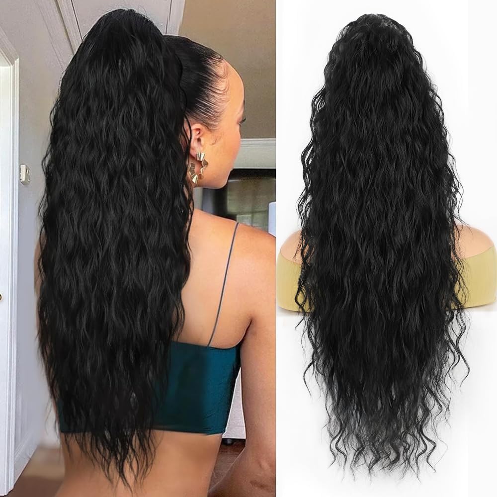 Ponytail Extension 30 Inch Drawstring Pony Tails Hair Extensions for Women Long Curly Wave Ponytail Synthetic Hairpieces